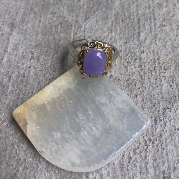 Genuine Chalcedony 925 Sterling Plated Gold SIZE 7 - Picture 5 of 8